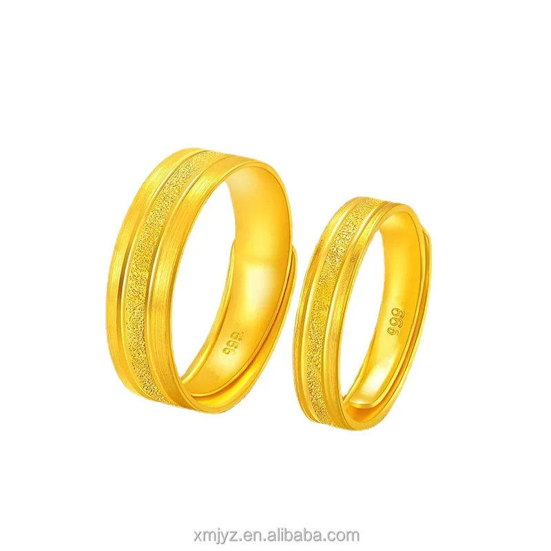 

Brass Gold-Plated Decoration Gold-Plated Couple Ring Alluvial Gold Frosted Small Ring Shop Same Style Male And Female Weddi