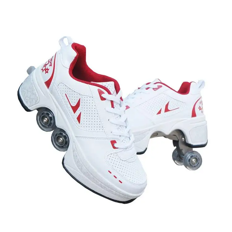 

Hot Shoes Casual Sneakers Walk Roller Skates Deformation Roller Shoes Parkour Wheel Shoes Gift for Adults Kids