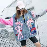 

YIZHIQIU 2020 Fashion Design Plus Size Denim Jacket Coats With Cloth Sleeve For Woman Ladys