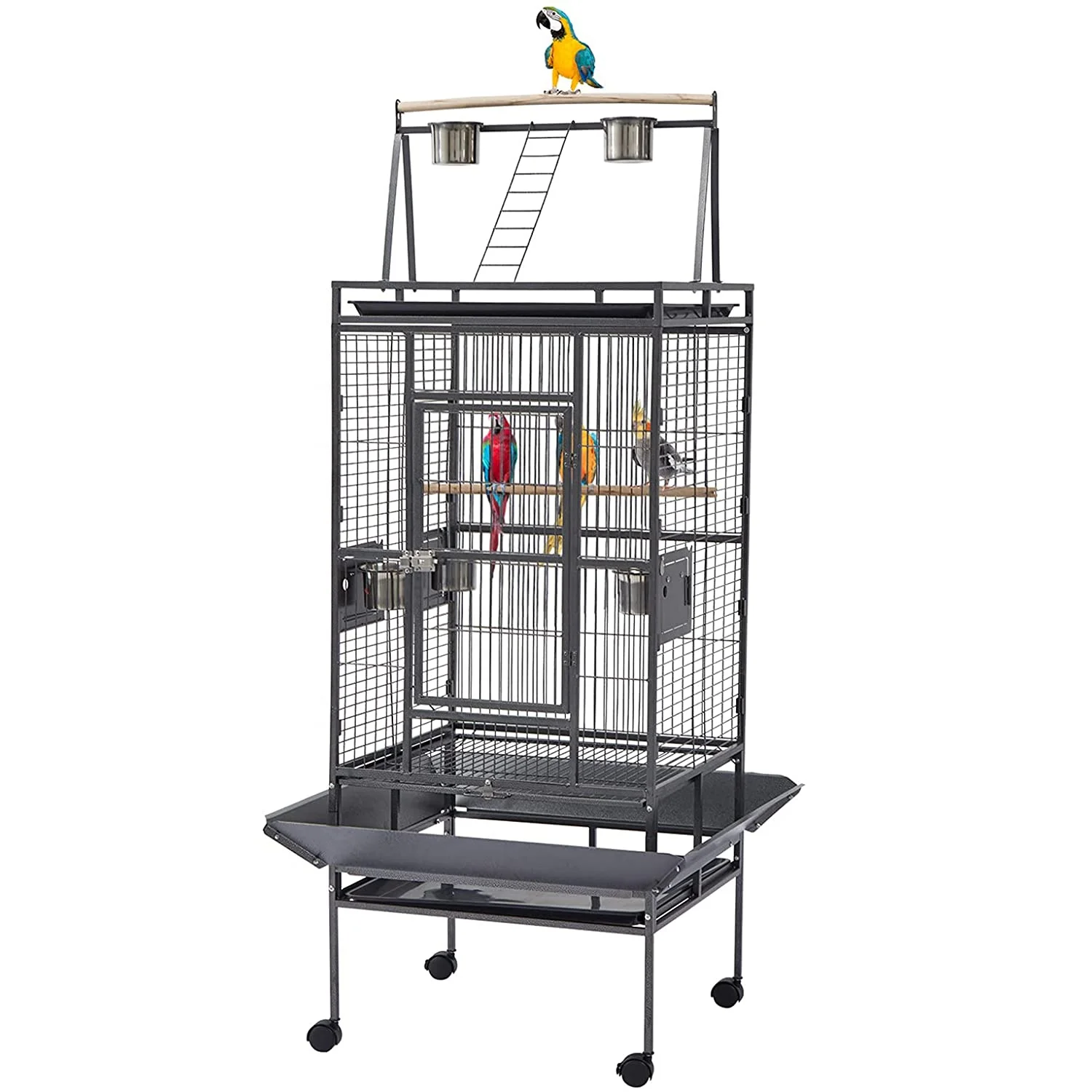 

Hot Sale Custom Big Bird Aviary Large Cage on Wheels Outdoor Iron House Bungee Birds Cage for Parrot Cockatiel Finch, White, pink, blue
