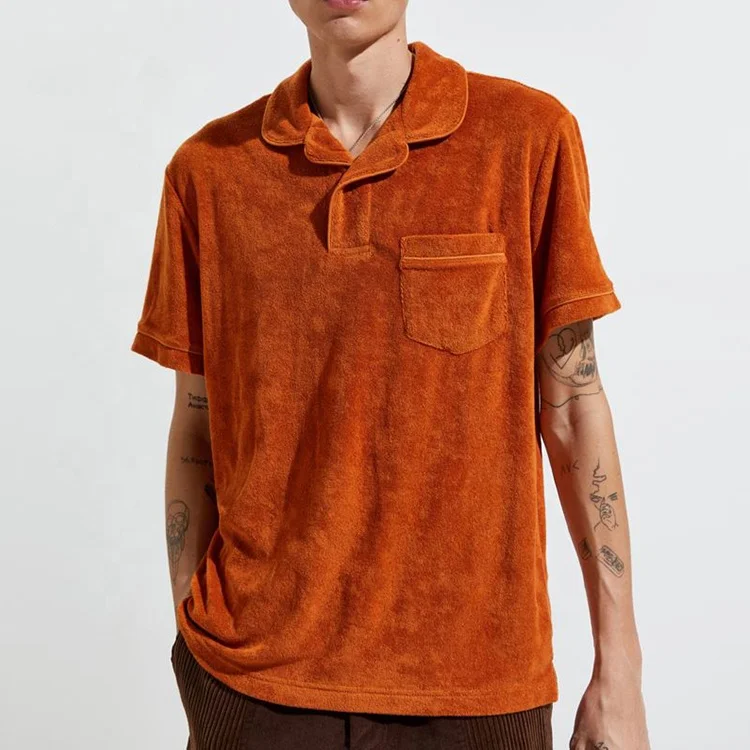 

Casual Men Terry Towelling Short Sleeve Polo Shirt with Chest Pocket, Custom-made