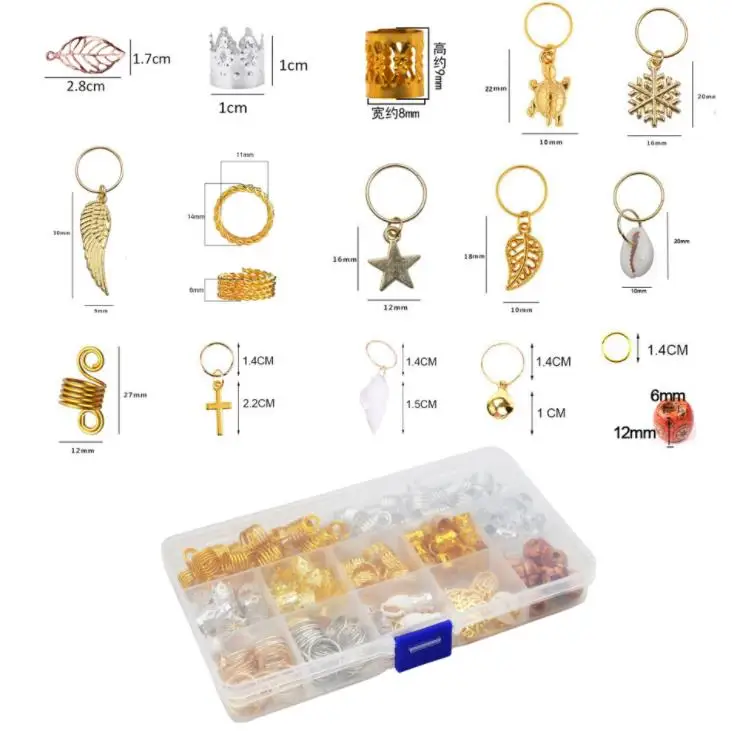 

238pcs loc hair jewelry African dirty braid dreadlock accessories