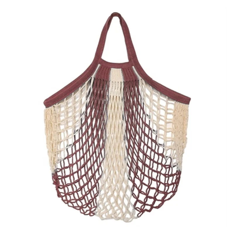 

Sopurrrdy Factory direct knitted crochet beach handle shoulder bag cotton rope mesh net shopping vegetable bag, Beige, red, yellow, pink, black, etc or customize