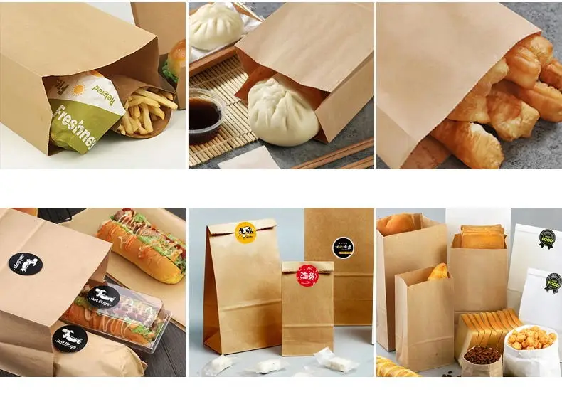 Wholesale Promotion Eco Friendly Brown Paper Bag Food Take Away Square