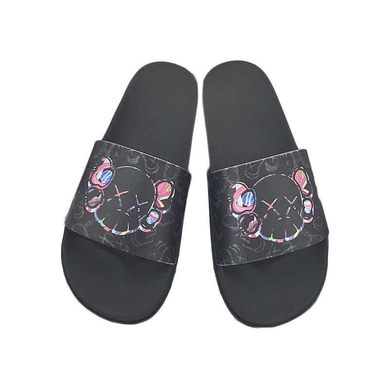 

2021Custom Logo Unisex Flip Flops Plain PU PVC Causal Customized Men Slides Footwear