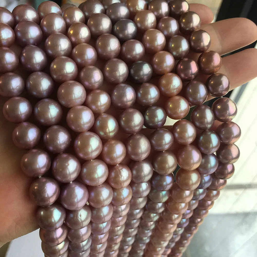 

16 inch AAA 9-11 mm purple perfect round loose wholesale freshwater pearl in strand.M.O.Q 1 strand