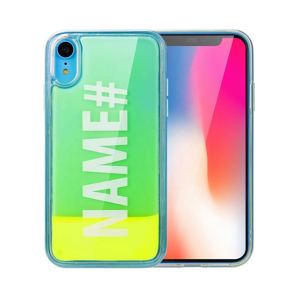 Liquid neon sand glitter case phone cover