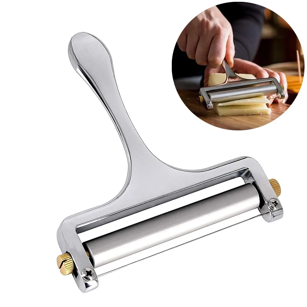 

Kitchen Zinc Alloy Adjustable Cheese Slicer Cutter Cheese Slicers Knife Butter Grater Wire Home Baking Cooking Tools Gadgets, Silver