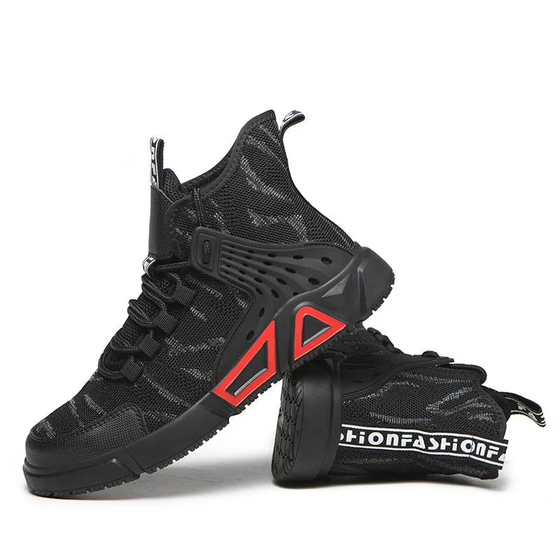 

Non-slip Wear-resistant Lightweight Sneakers Indestructible Steel-toed Shoes Men's Work Shoes Safety Shoes, Black blackred blackgrey