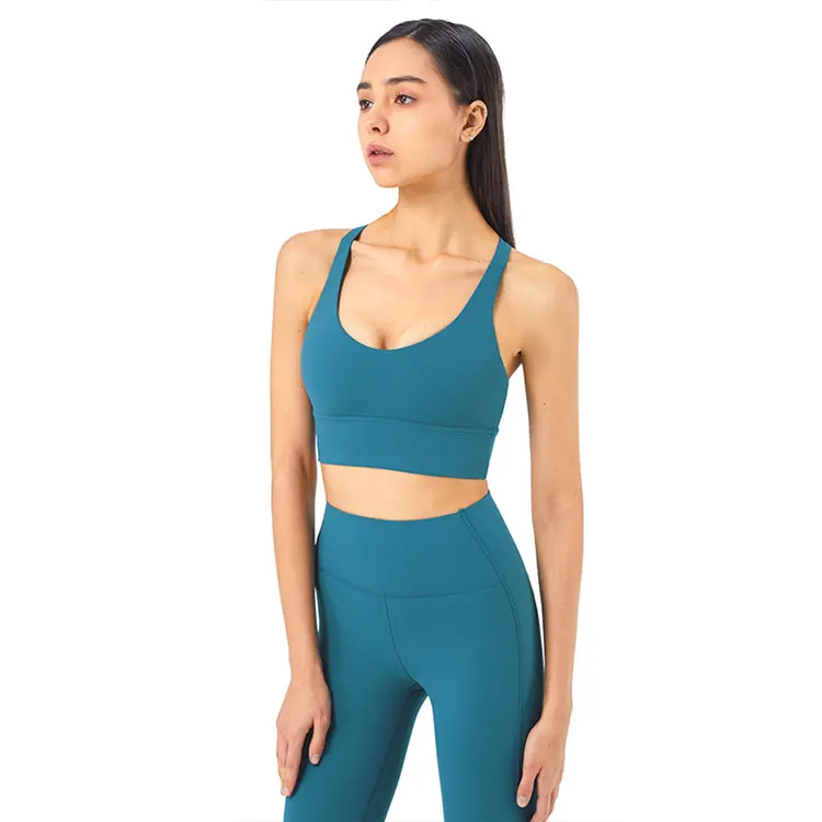 

Custom Wholesale Womens Vest Strap Backless Cross Strap Sports Yoga Bra For Women