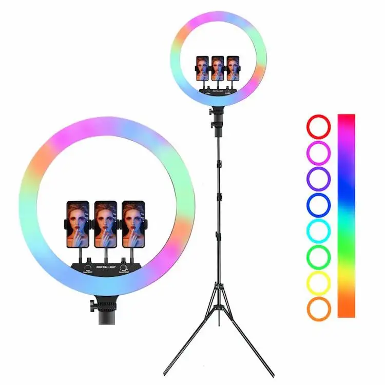 

MJ18 led phone ring light 18 inch large Led ring fill lamp with 3 phone holder