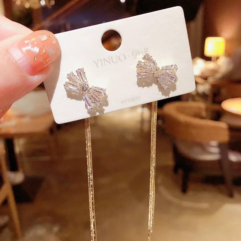

2021 fashion jewelry trendy bow earrings crystals