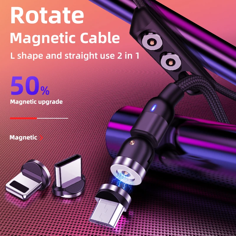 
360 Rotate Straight Use magnetic usb charging cable and magnetic phone charger cable 