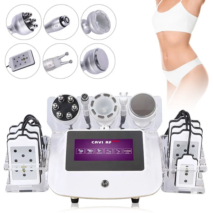

Niansheng Good Quality 6 in 1 Vacuum Cavitation System Rf Cavitation Body Slimming Machine, Gold&white