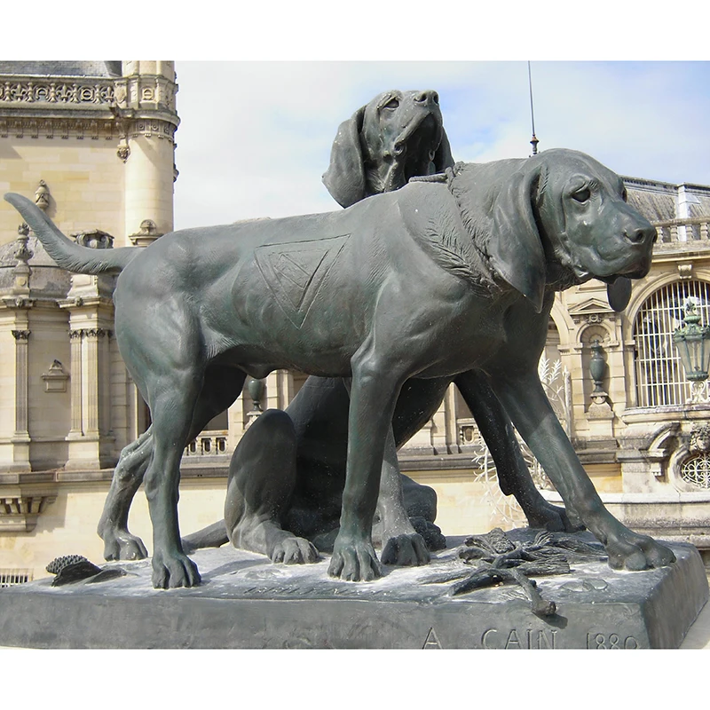 花园广场装饰热卖黄铜动物狗雕塑