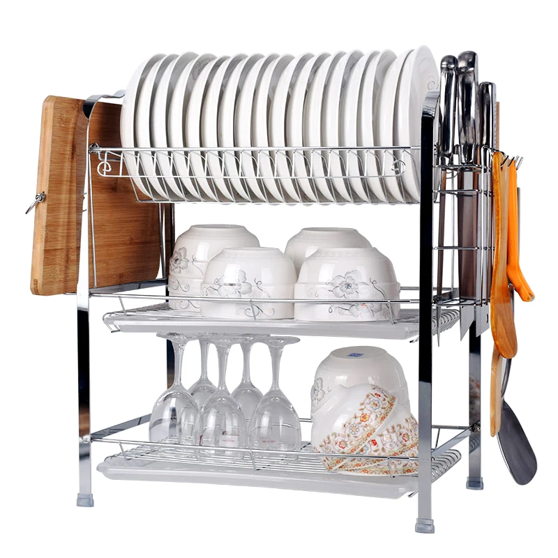 

3-Tier Dish Rack,Easy Assemble Large Capacity Dish Drying Rack with Side Mounted Utensil Holder and Cup Holder Kitchen dish rack