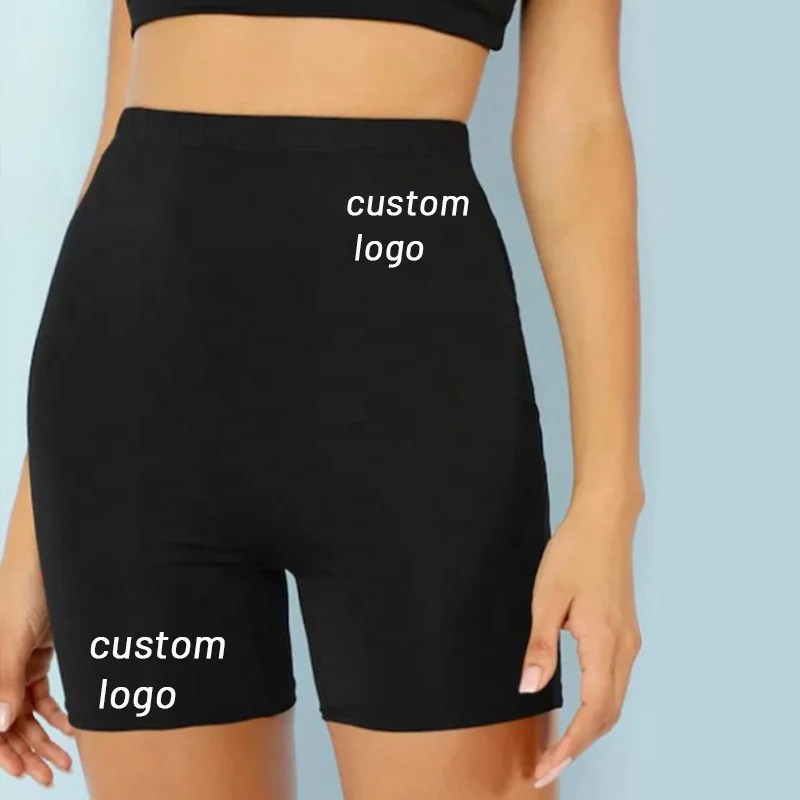 

Women's Shorts Fitness Fashion High Waist Biker Shorts With Logo Streetwear Black Tracksuit Women Summer Shorts Cycling Wear, Custom color
