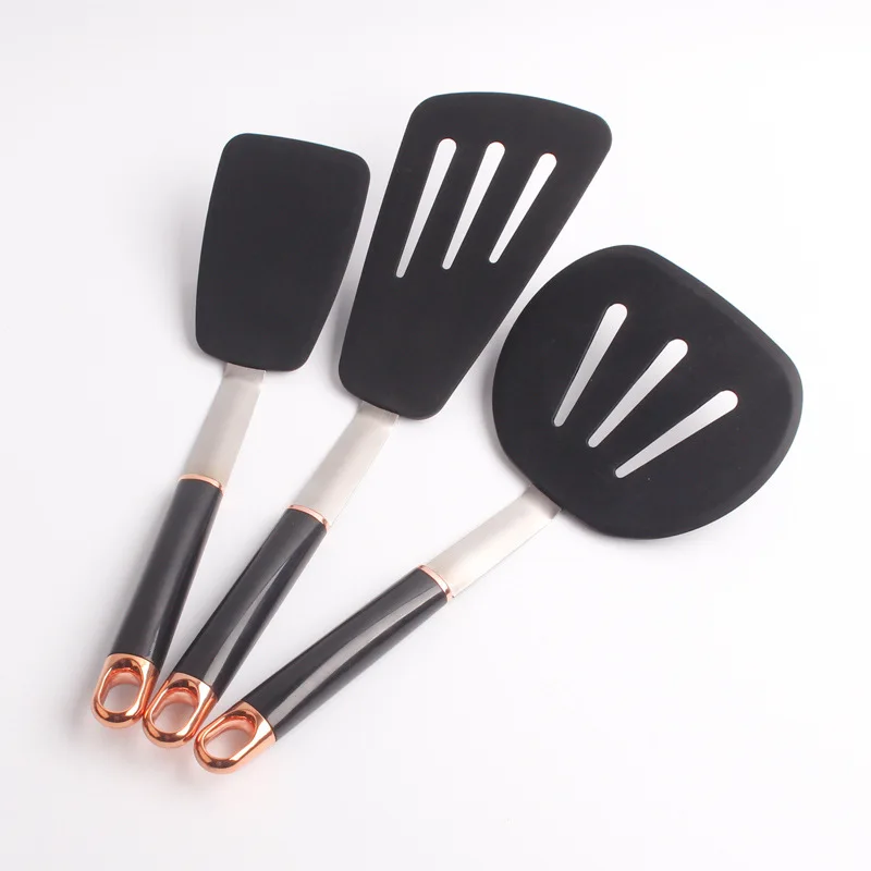 

OEM Supplier kitchen utensils set stainless steel Silicone fry Spatula Slotted turner, Customized color