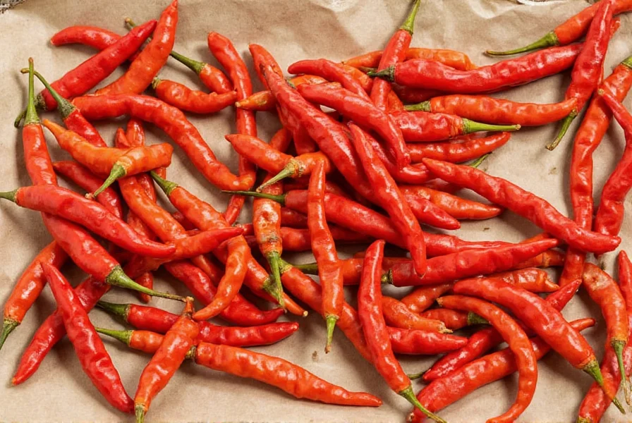 Organized spice shelf with dried chillies