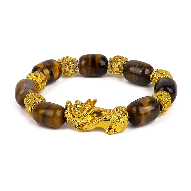 

Fashion Jewelry for Women Yellow Tiger Eye Color-changing Sand Gold Bracelets Lucky Pixiu Bracelet, 2 colors