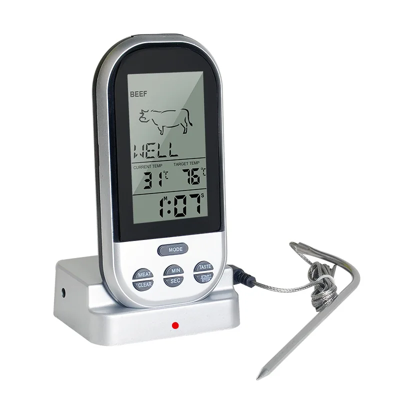

Kitchen Food Thermometer Wireless BBQ Thermometer with Temperature Alarm Electronic Meat Thermometer with Backlight