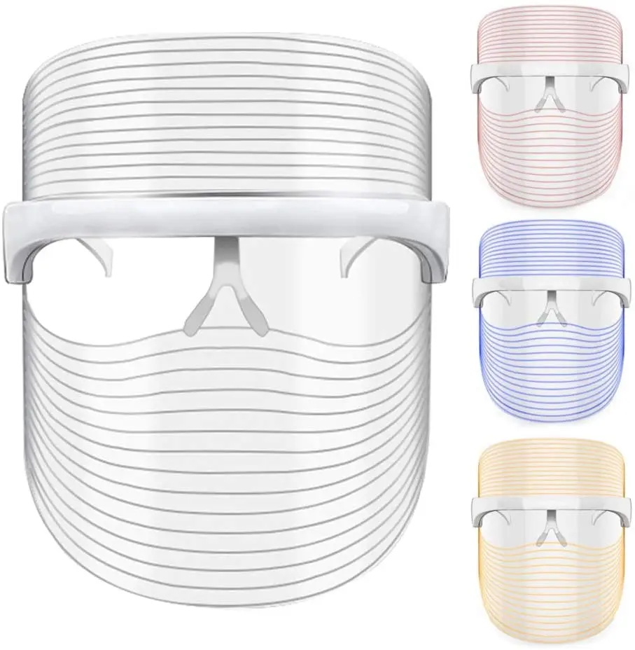 

Acne Treatment Skin Rejuvenation Pdt Led Light Therapy 3 Color Led Facial Mask, White