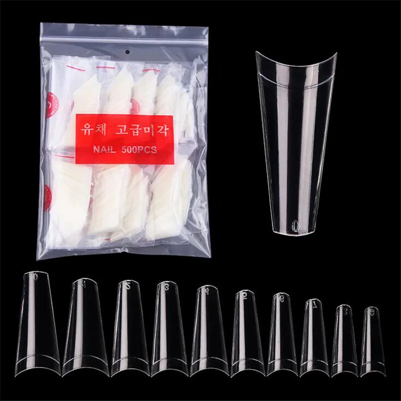 

500pcs Bag French Nail Tips Clear Short Regular Coffin Nails