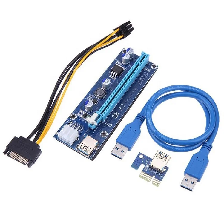 

Golden 009S USB 3.0 PCI-E Pcie Riser 1X 4x 8x 16x Extender Riser Adapter Card SATA 15pin to 6 pin Power Cable