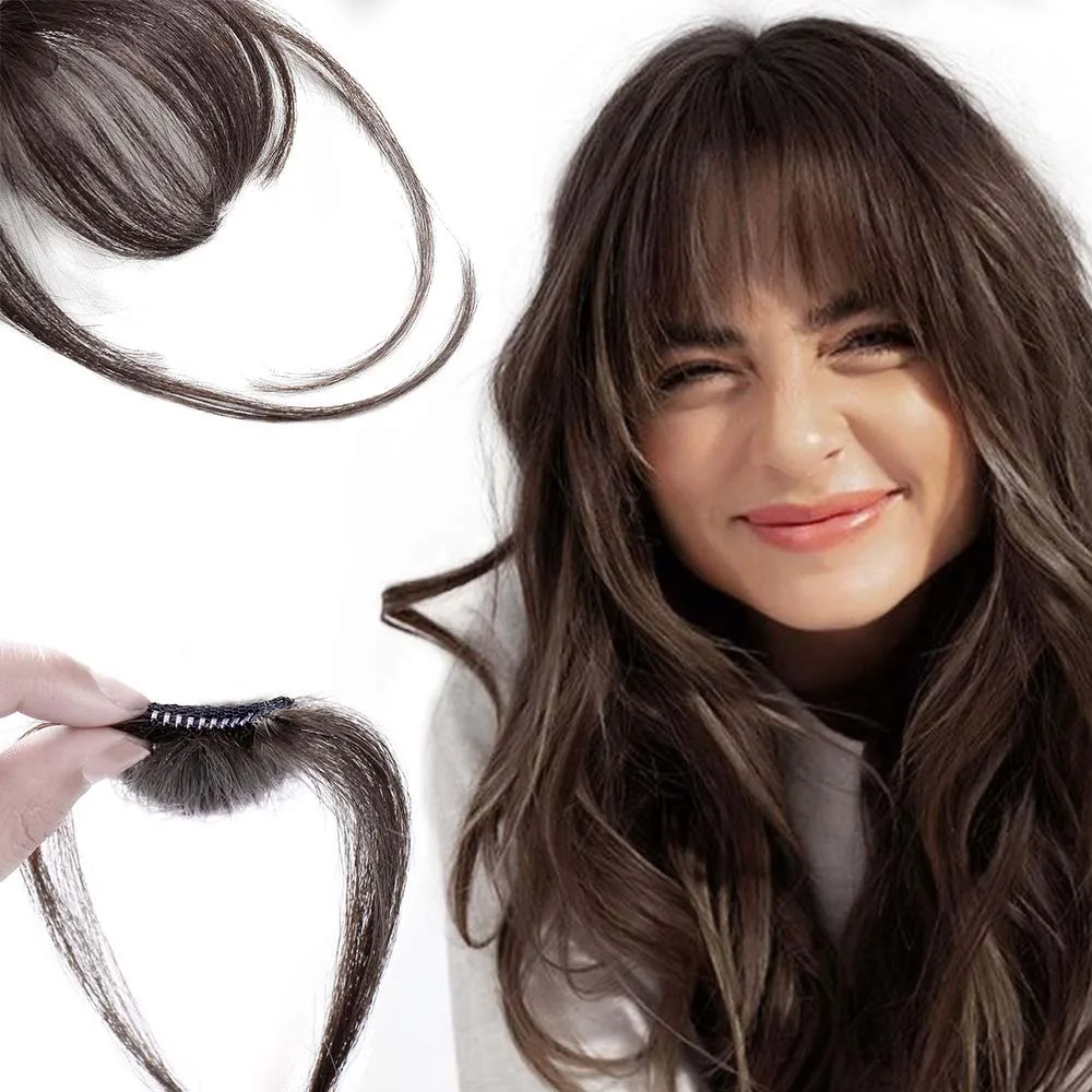 

Clip in Bangs 100% Real Human Hair Fringe Extensions Clip on Fringe Natural Clip On Bangs For Women