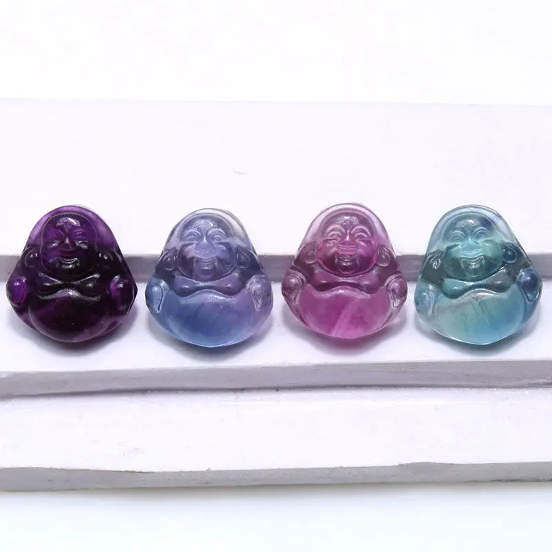 

Global wholesale of colorful Maitreya Buddha fluorite natural crystal ornaments