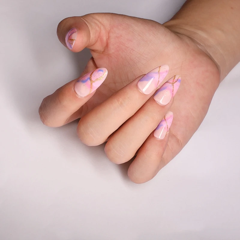 

Color blooming stiletto artificial nails press on nails press on 2021 press on nails false