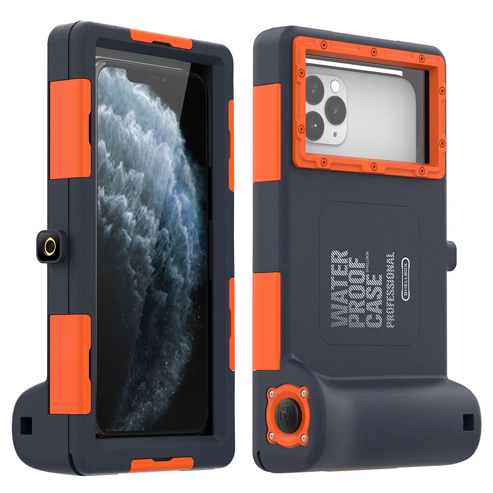 

15m underwater 360 protective Military Grade ip68 iphone waterproof case shockproof for iphone 11 iphone 12 phone case, Black +orange