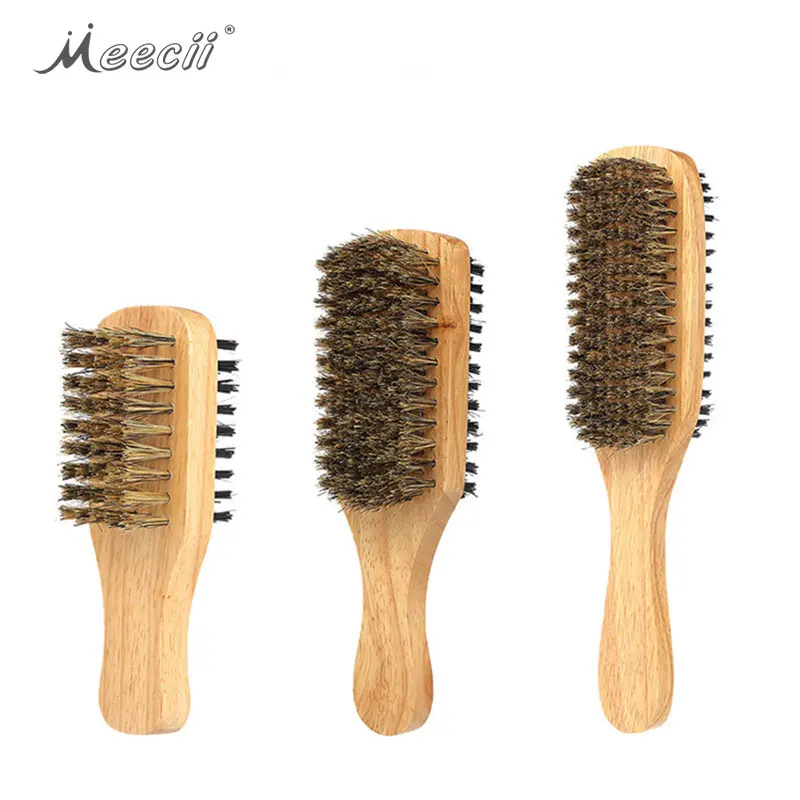 

Men's Double Sided Wooden Hair Brush Comb Shaving Brush Boar Soft Bristle Wood Handle Mustache Beard Brush