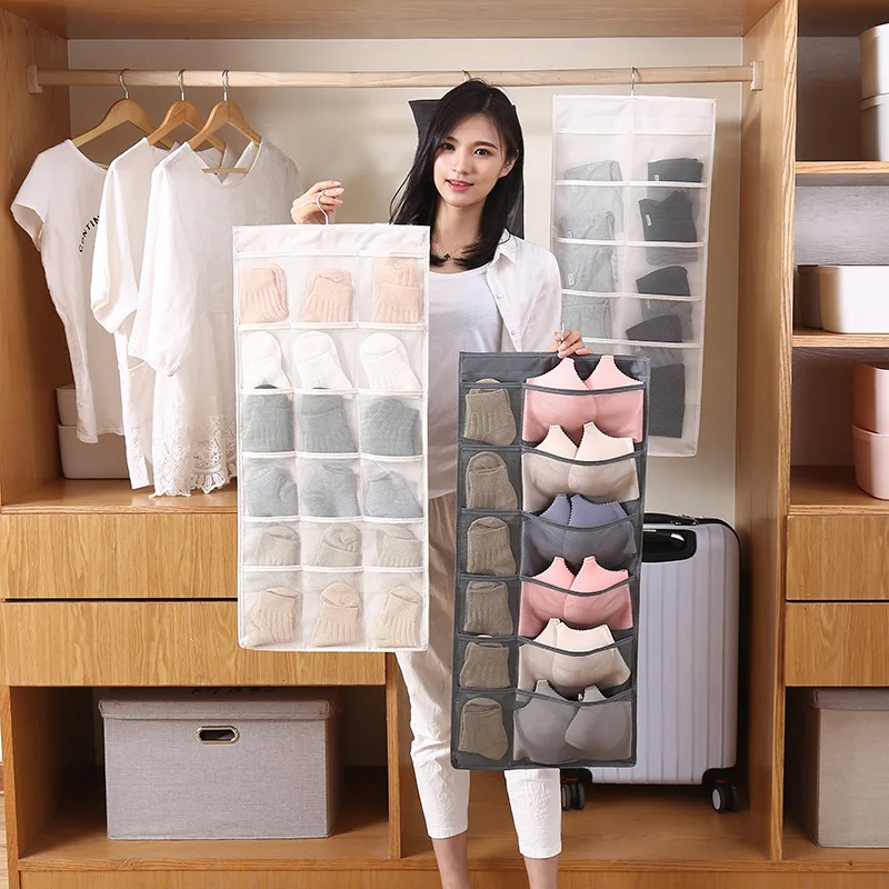 

Foldable Double-sided Storage Underwear Socks Bra Organizer Hanging Storage Bag