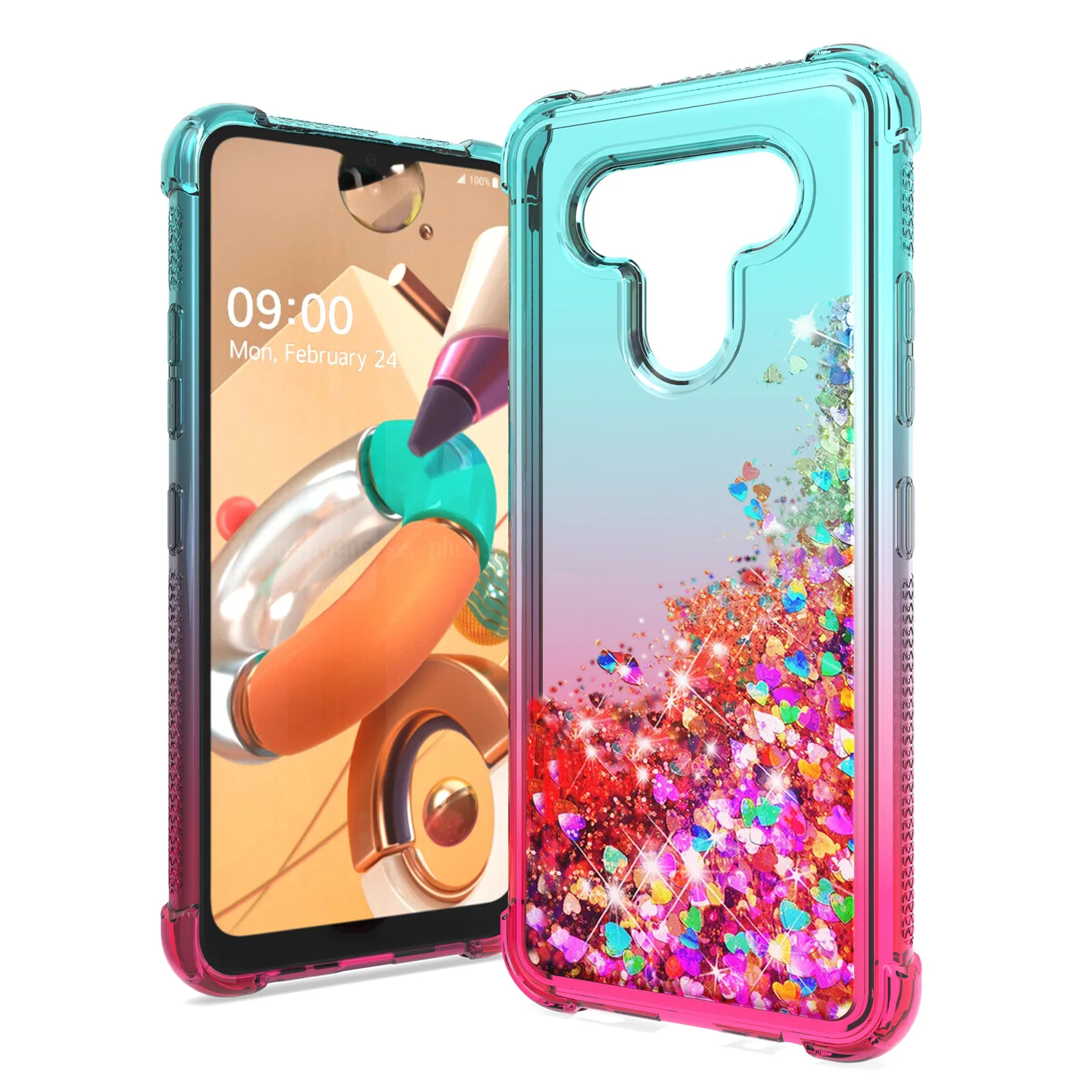 For Lg K51 Case,Fashion Lady Glitter Moving Liquid Quicksand Full Cover