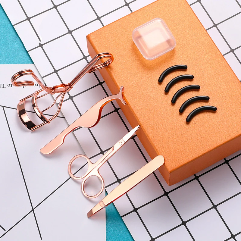 

Private Label Custom Logo Stainless Steel Eyelashes Tweezers Applicator Set Tools, Gold black sliver