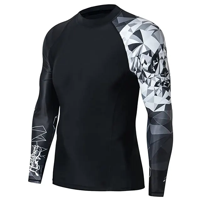 Custom Logo Printed Compression Shirt Uv Blank Mma Rash Guard ...