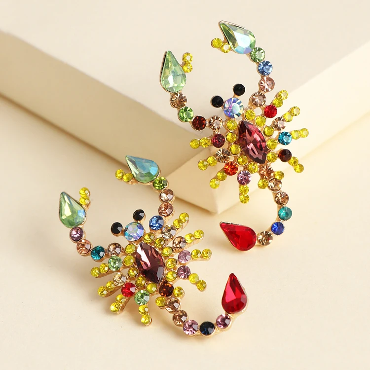 

Europe And America Hot Rhinestone Exaggerated Earrings Large Crystal Scorpion Earring, Picture