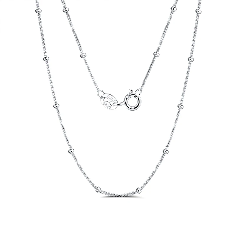 

RINNTIN SC22 Wholesale Jewelry Italian 925 Sterling Silver Side Chain Necklace with 2.0mm Ball Beads