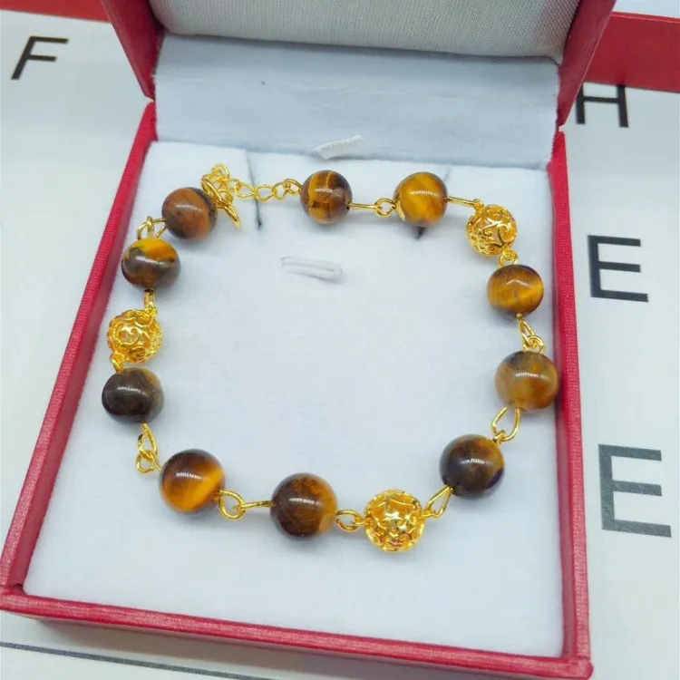 

Gold Agate BraceletGold Plated Tiger Eye Bracelet Exquisite Jewelry Gold Ladies Jewelry