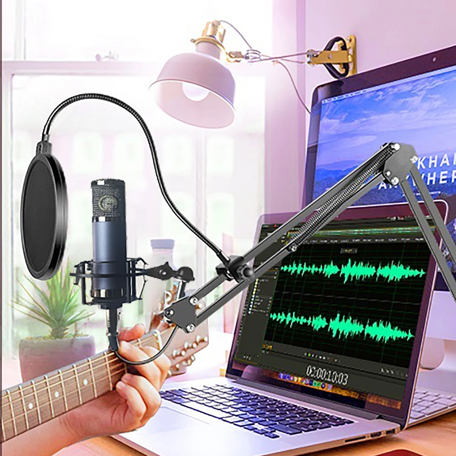

GAM-F26 26mm Large Diaphragm Professional Condenser Microphone Shock Mount Mic For Gaming Recording Singing Podcast Living