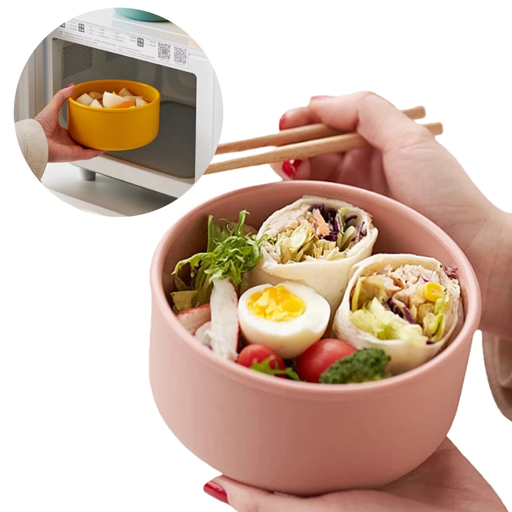 Am Azon Hot Selling 700ml Silicone Keep Fresh Box Food Container Round Snack Storage Box Silicone Bento Lunch Box With Lid