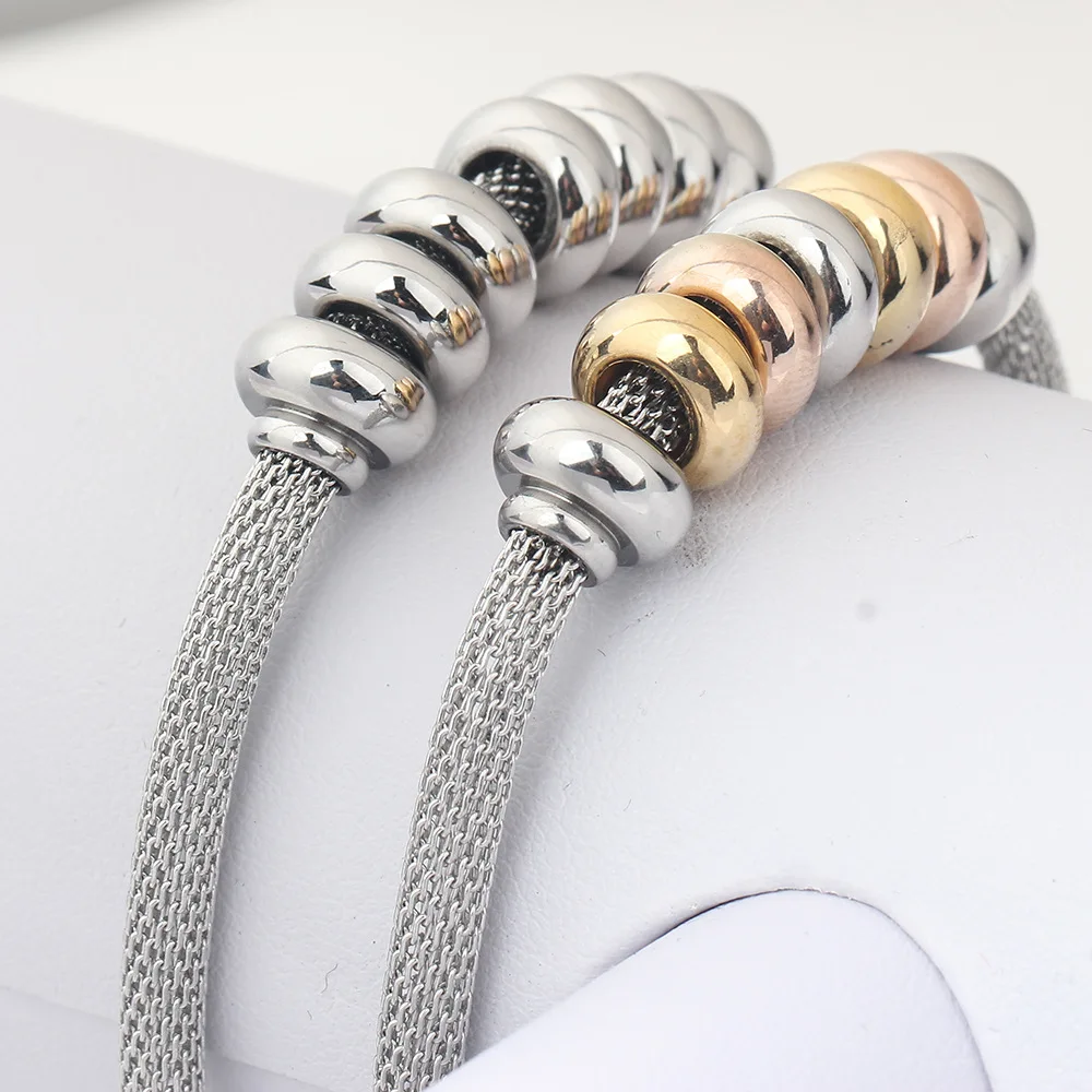 

HONGTONG Factory Wholesale Amazon Hot Sale Fashion High Quality Stainless Steel Cable Wire Wear Bead Bracelet, Picture shows