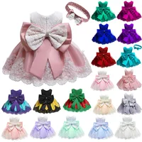 

Western style children wear dress design wedding clothing red big bow dress