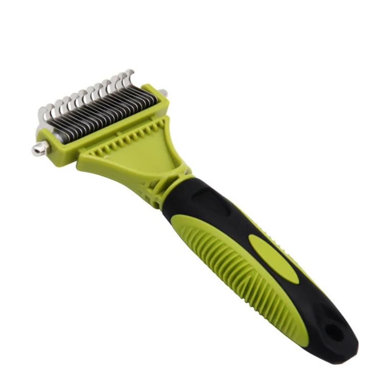 

Pet Knotting Comb Double-sided Knotting Rake Comb Dog Hair Knotting Comb Pet Cat Dog Brush, Green