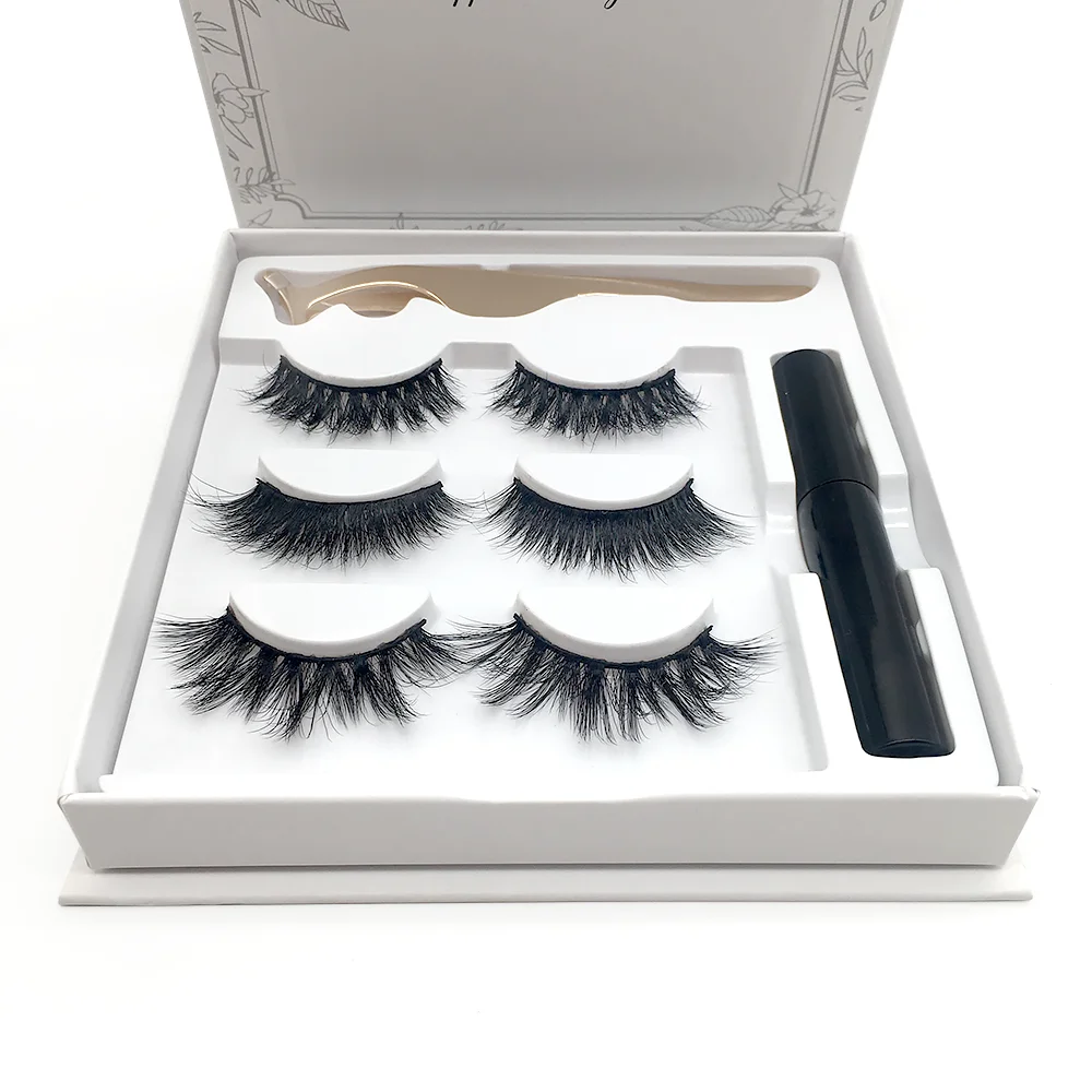 

3d magnetic eyeliner and mink eyelashes with tweezer kit