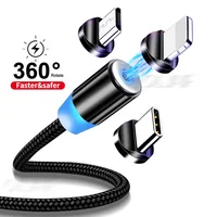 

2020 Wholesale 3 In 1 USB Cable Charger 2.4A Magnetic Nylon Braided Charging Cable USB For Android Iphone