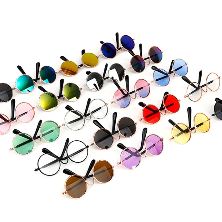 

Pet Toy Round Frame Cat Dog glasses Metal Sunglasses For Pet, Black