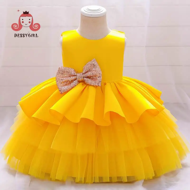 

Red baby girl party dress floral christening event frock little princess skirt with free hairband