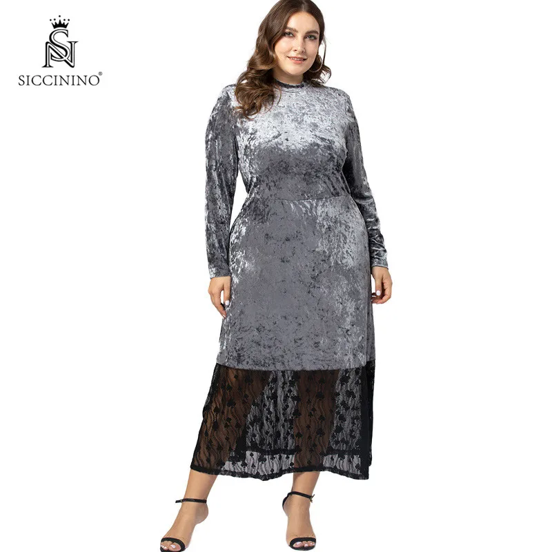 
New Design maxi Lace Golden Velvet Fabric Women Plus Size Dress & skirts 